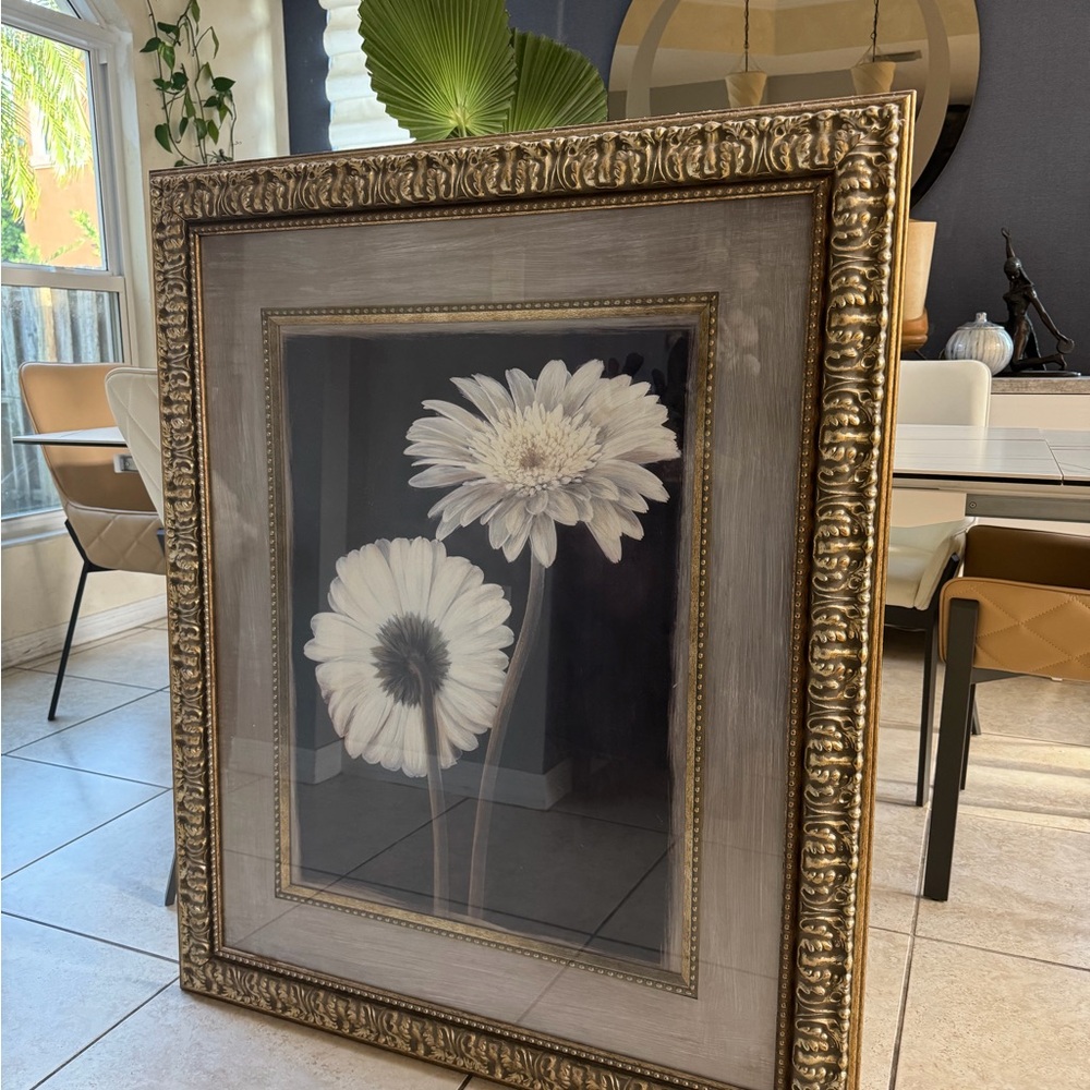 Elegant Gold Framed Floral Art Print